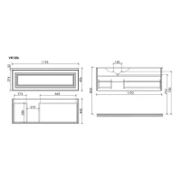 Тумба для ванной подвесная Sancos Very левая 1195х445х406, VR120LSM