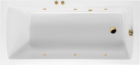 Акриловая ванна Excellent Aquaria Soft 150x70 см, встраиваемая, с гидромассажем, белая, с каркасом, со сливом-переливом, фурнитура золото