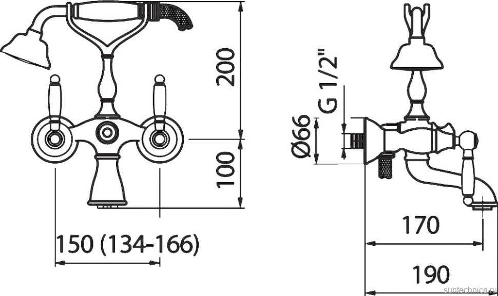 Смеситель для ванны с душем Webert Dorian DO720201010 золото