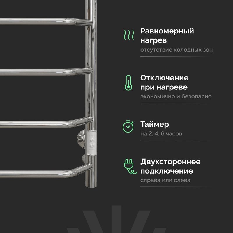 Полотенцесушитель электрический EWRIKA Сафо FT 80х50, с полкой, хром