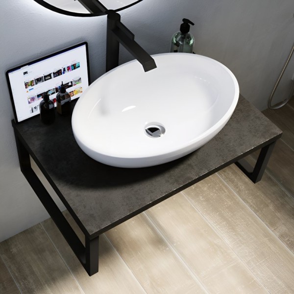 Столешница с раковиной 1MarKa Grunge Loft 80 бетон темно-серый