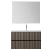 Мебель для ванной комнаты BelBagno Uno 100 подвесная, 2 ящика, матовая бежевая