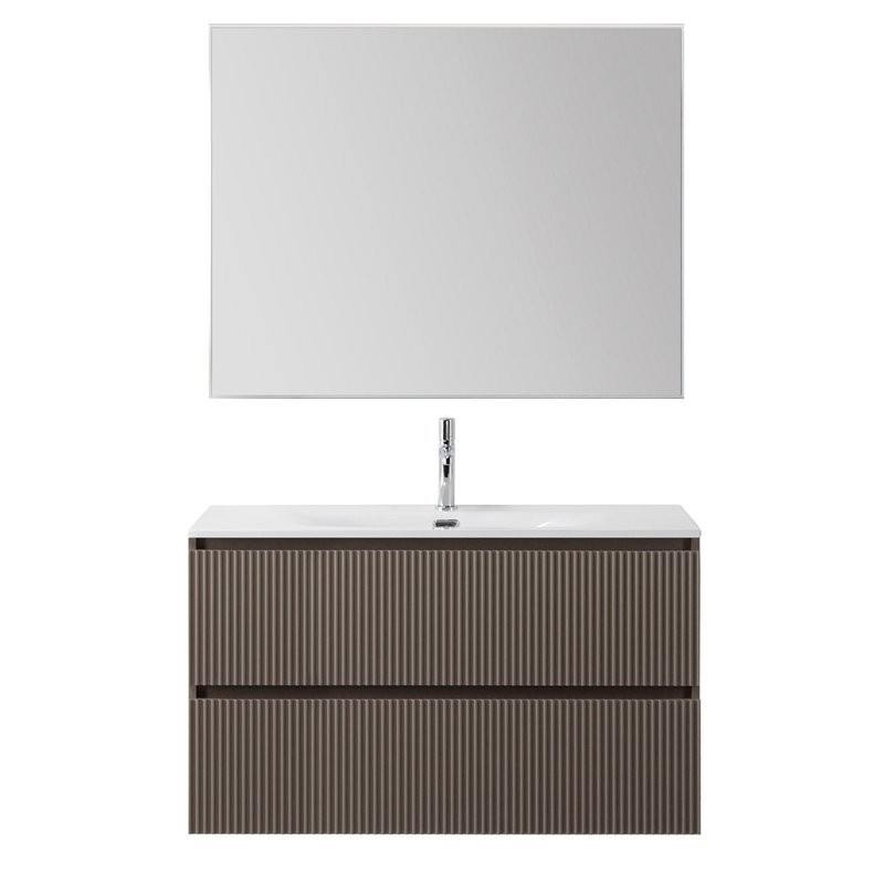 Мебель для ванной комнаты BelBagno Uno 100 подвесная, 2 ящика, матовая бежевая