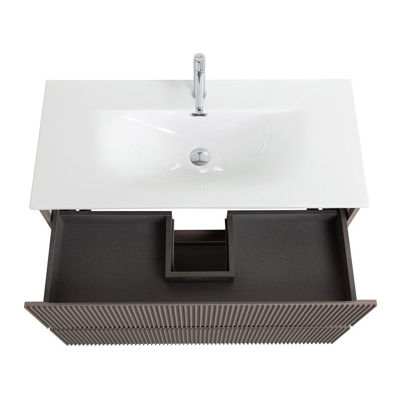 Мебель для ванной комнаты BelBagno Uno 100 подвесная, 2 ящика, матовая бежевая