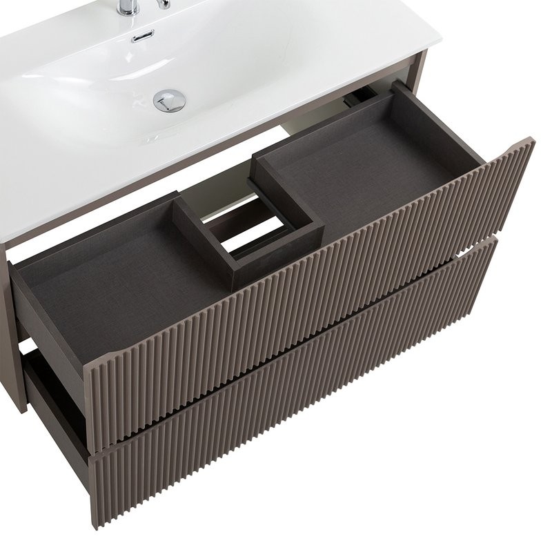 Мебель для ванной комнаты BelBagno Uno 100 подвесная, 2 ящика, матовая бежевая