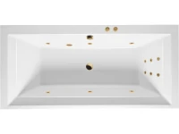 Акриловая ванна Excellent Crown Grand Line 190x90 см, встраиваемая, с гидромассажем, белая, с каркасом, со сливом-переливом, фурнитура золото