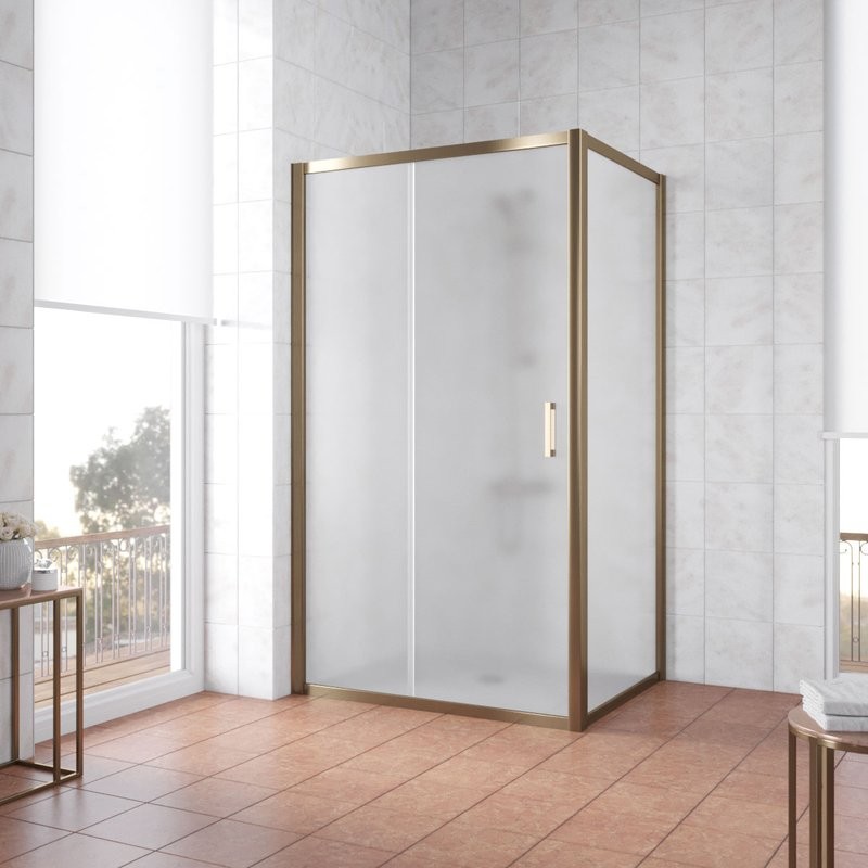 Душевой уголок Vegas Glass ZP+ZPV Tur Novo 100*90 05 10 профиль бронза, стекло сатин