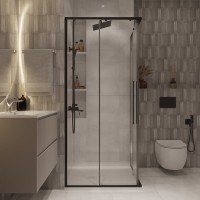 Душевой уголок Niagara Nova NG-6823-34BLACK 90x90, профиль черный матовый, стекло прозрачное