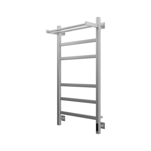 Полотенцесушитель электрический Grota Tela 530х1000 NM EL 100x55 см, подключение справа, слева, скрытое подключение справа, матовый хром, лесенка, с полкой