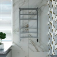 Полотенцесушитель электрический Grota Tela 530х1000 NM EL 100x55 см, подключение справа, слева, скрытое подключение справа, матовый хром, лесенка, с полкой