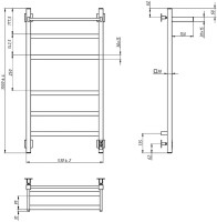 Полотенцесушитель электрический Grota Tela 530х1000 NM EL 100x55 см, подключение справа, слева, скрытое подключение справа, матовый хром, лесенка, с полкой