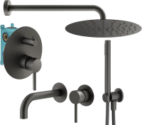 Комплект для ванной Plumberia Selection Ixo KITXO18GR210 С ВНУТРЕННЕЙ ЧАСТЬЮ, графит матовый