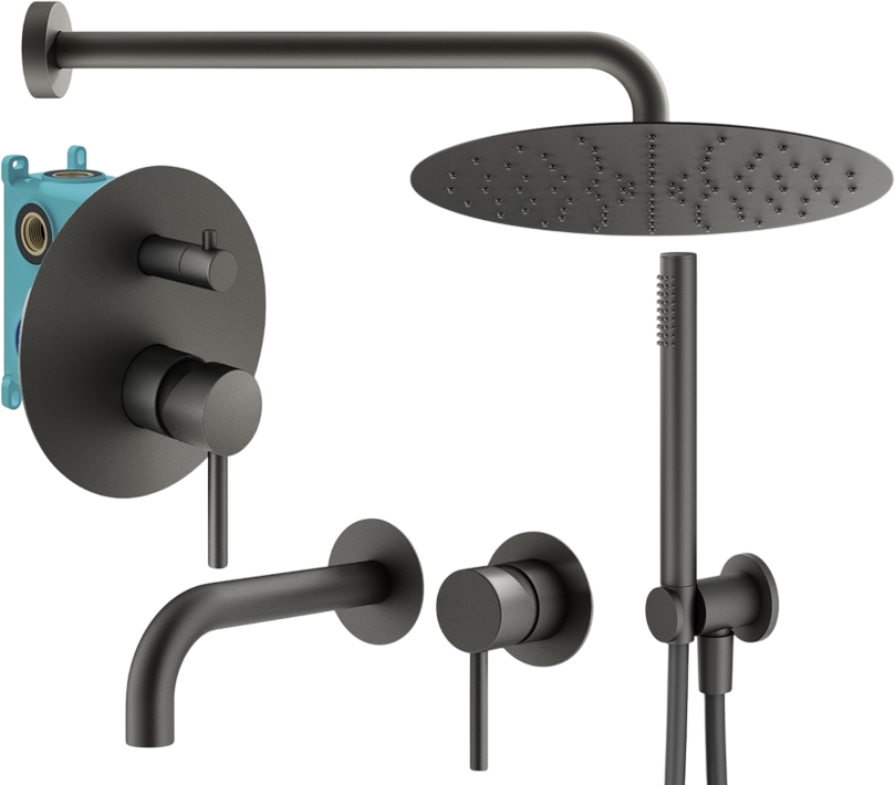 Комплект для ванной Plumberia Selection Ixo KITXO18GR210 С ВНУТРЕННЕЙ ЧАСТЬЮ, графит матовый