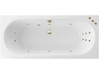 Акриловая ванна Excellent Oceana Slim Smart 160x75 см, встраиваемая, с гидромассажем, белая, с каркасом, со сливом-переливом, фурнитура бронза
