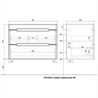 Тумба под раковину без столешницы SanStar Diva 80 подвесная, графит софт, дуб вотан