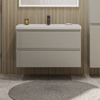 Тумба с раковиной SanStar Riana 100 подвесная, grey, раковина Фостер 100