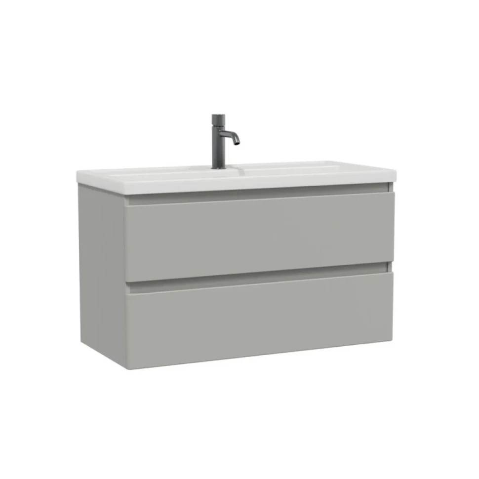 Тумба с раковиной SanStar Riana 100 подвесная, grey, раковина Фостер 100