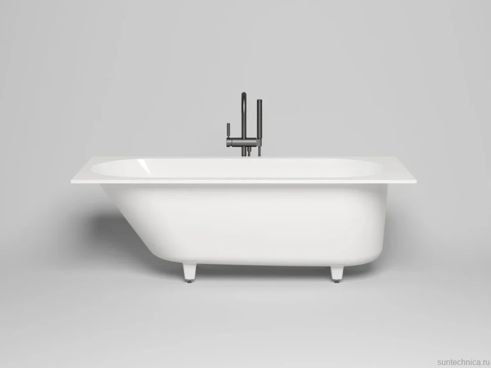 Ванна из искусственного камня Salini Ornella Kit S-Sense 160x70 см, встраиваемая, матовая белая, на ножках, с донным клапаном