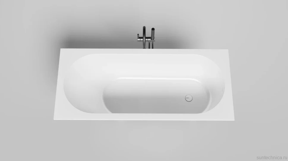 Ванна из искусственного камня Salini Ornella Kit S-Sense 160x70 см, встраиваемая, матовая белая, на ножках, с донным клапаном