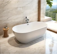 Акриловая ванна Ceruttispa SKYE170 170x75 см, отдельностоящая, белая, овальная, с каркасом, со сливом-переливом, с донным клапаном