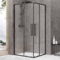Душевой уголок Black&White Stellar Wind S872 Black 100х100, профиль черный матовый, стекло прозрачное