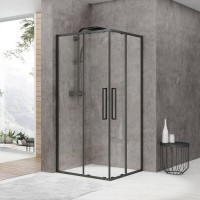 Душевой уголок Black&White Stellar Wind S872 Black 100х100, профиль черный матовый, стекло прозрачное