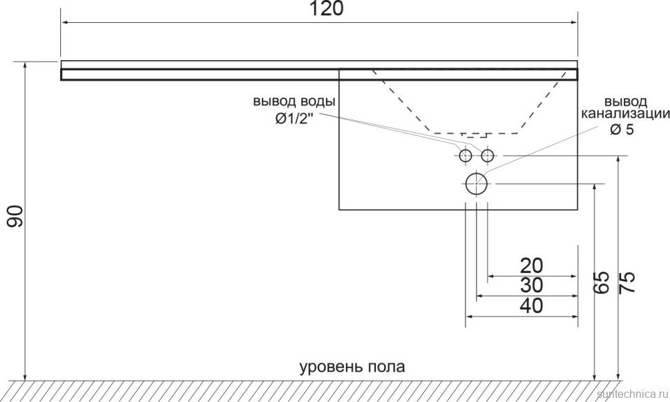 Тумба с раковиной Style Line Даллас Даллас 120 Люкс Plus напольная, венге (уценка: сколы)
