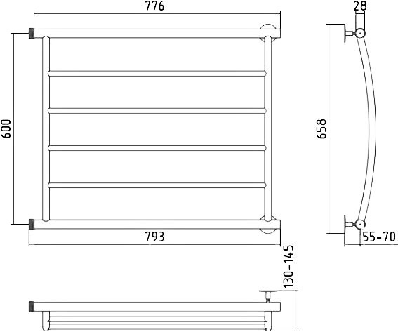 Полотенцесушитель водяной Стилье Минор 00602-6080 65x80 см, глянцевый хром, лесенка