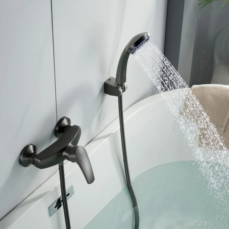 Смеситель для душа с лейкой Shevanik S5016T, оружейная сталь