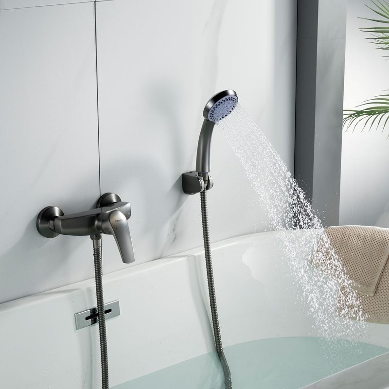 Смеситель для душа с лейкой Shevanik S5016T, оружейная сталь