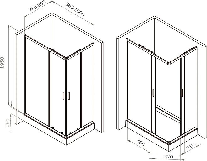 Душевой уголок AM.PM Gem W90G-403-100280-BT 100х80 см