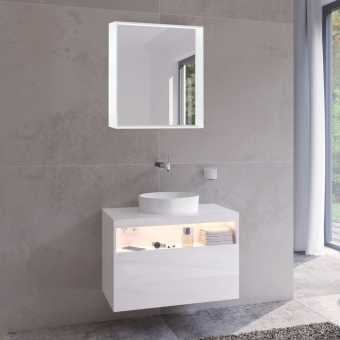 Мебель для ванной Keuco Stageline 32863 80 см, с подсветкой, розеткой и точкой зарядки USB и USB-C, белая