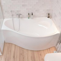 Акриловая ванна 1MarKa Gracia R Премиум 160x95 см, угловая, правая, пристенная, белая, асимметричная, с каркасом, с экраном, с сиденьем, со сливом-переливом