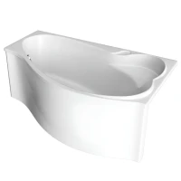 Акриловая ванна 1MarKa Gracia R Премиум 160x95 см, угловая, правая, пристенная, белая, асимметричная, с каркасом, с экраном, с сиденьем, со сливом-переливом