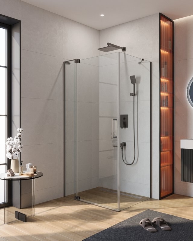 Душевой уголок Cezares Slider AH 1 80-90/100 C GM профиль оружейная сталь, стекло прозрачное