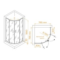 Душевой уголок RGW Classic CL-55-B 80х80x185, профиль матовый черный, стекло прозрачное