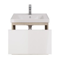 Тумба с раковиной Dreja Perfecto 60 подвесная, дуб эврика, белый глянец