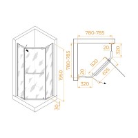 Душевой уголок RGW Passage PA-081B 80х80, профиль черный, стекло матовое