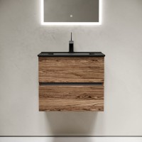 Тумба с раковиной Sancos Urban 60 дуб чарльстон, черная раковина CN7001MB
