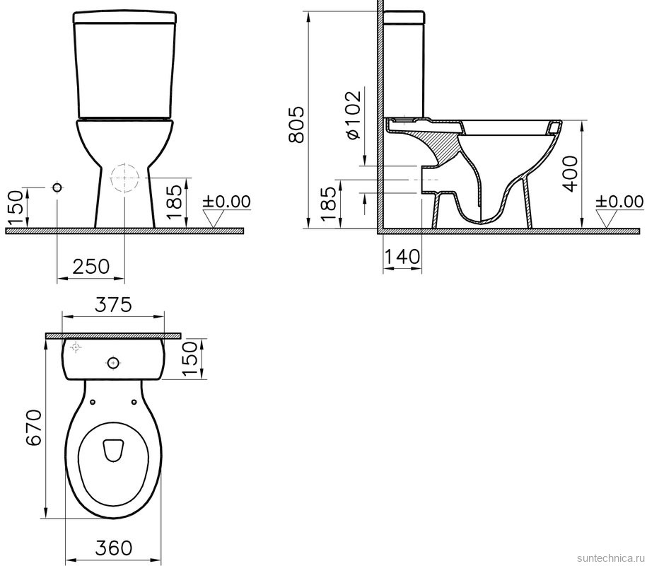 Унитаз-компакт напольный Norm Nord 9845B099-7201 с микролифтом