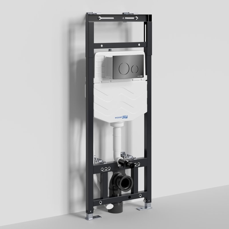 Система инсталляции для унитазов Wasserkraft Alme 15TLT.010.ME.PB02 с кнопкой смыва черной