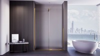 Душевая дверь в нишу Veconi Premium Trento PTDW-50G-130-01-C4 130 см, профиль брашированное золото, стекло прозрачное