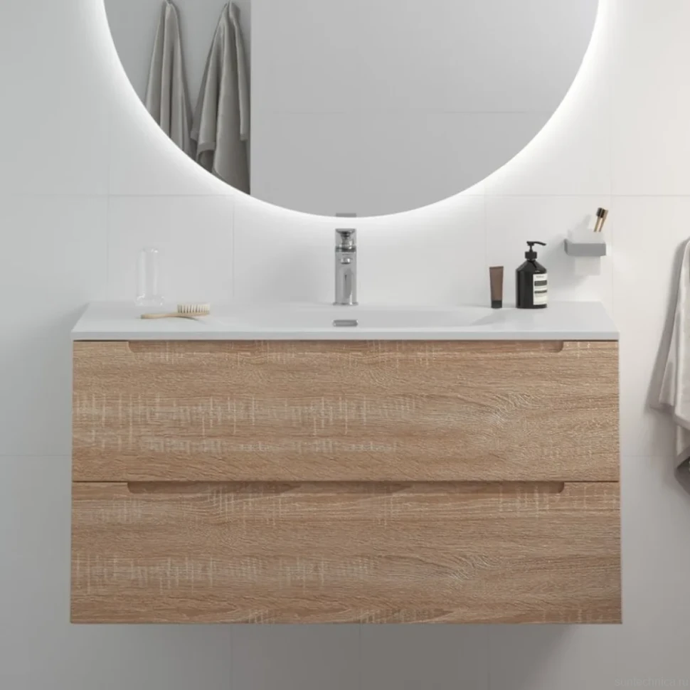Мебель для ванной комнаты BelBagno Etna 100 rovere bianco, раковина BB-8099-120-2
