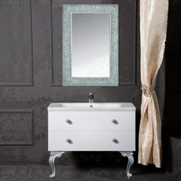 Мебель для ванной комнаты Armadi Art NeoArt 100 white с ручками Flora хром, зеркало Aura, с ножками