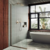 Душевая перегородка Maybahglass MGD-688-2у 119 см, профиль бронза, стекло сатин