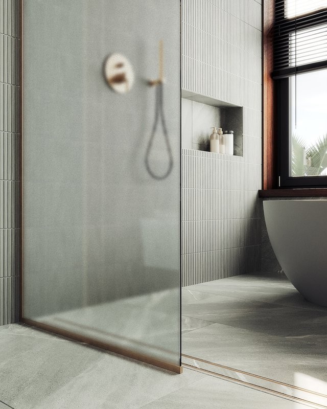 Душевая перегородка Maybahglass MGD-688-2у 119 см, профиль бронза, стекло сатин