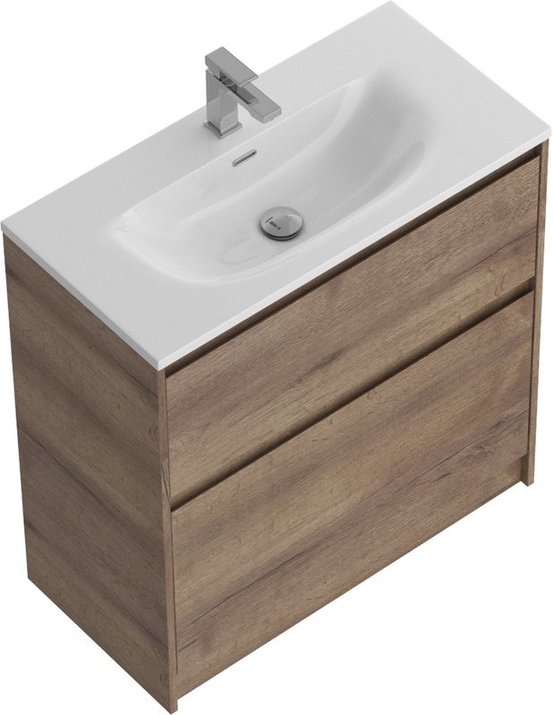 Тумба с раковиной BelBagno Kraft 39 80 напольная, rovere tabacco, раковина BB-8099-3-80