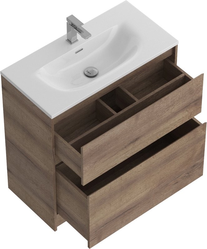 Тумба с раковиной BelBagno Kraft 39 80 напольная, rovere tabacco, раковина BB-8099-3-80