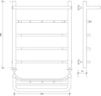 Полотенцесушитель водяной Secado Агата 1 KСП 60x55 см, матовый черный, лесенка, с полкой