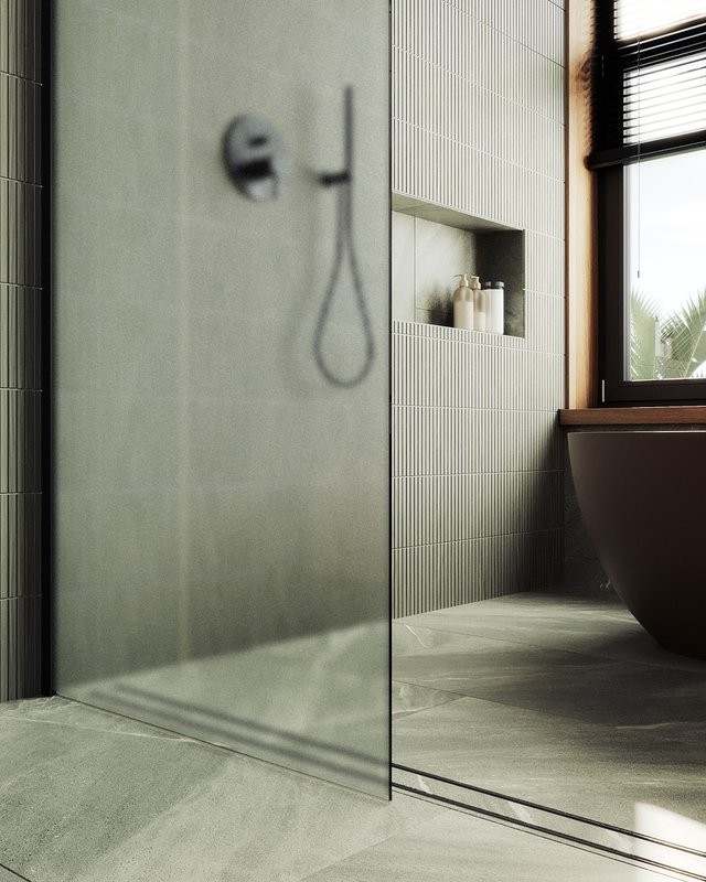 Душевая перегородка Maybahglass MGD-1357-6ш 99 см, профиль черный, стекло сатин